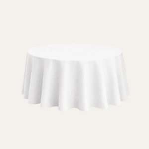 Rundes Tischtuch Weiß 305 cm Durchmesser mieten Tischwäsche Hochzeit