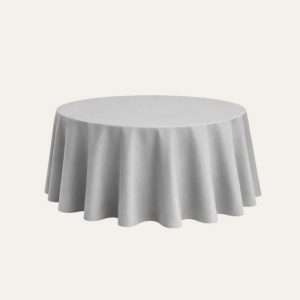 Rundes Tischtuch Grau 330 cm Durchmesser mieten Tischwäsche Hochzeit Event
