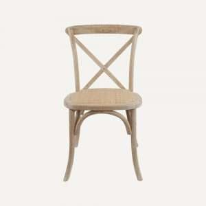 Crossback Stuhl natur mit Rattansitz mieten für Hochzeit und Event