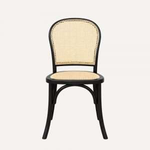 Stuhl schwarz mit Rattan mieten für Hochzeit